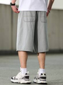 Manfinity Hypemode Men's Solid Color Casual Denim Shorts, Suitable For Summer - Blue - View 2