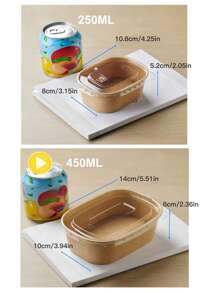 10pcs/20pcs/30pcs Disposable Snacks & Nuts Packaging Box, Kraft Paper Packing Box With PET Cover, Sturdy And, Restaurant Dedicated Packing Box, Student And Adult Lunch Box, Fruit Platter Packaging Box, Outdoor Picnic Packing Box