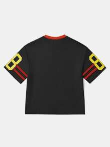 SHEIN Teenager Spring/Summer Simple Print Short Sleeve T-Shirt,Jersey T-Shirt - Black - View 5