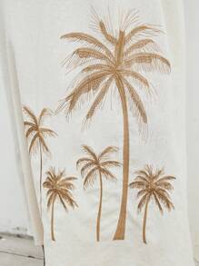 Aveloria Modichic Nuevo vestido sin mangas de lino con bordado de árbol de coco, cinturón de cintura con borlas estilo vintage, estilo de vacaciones francés