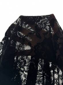 MaterniChic Maternity Lace Waist Adjustable Short Leggings - Black - View 4