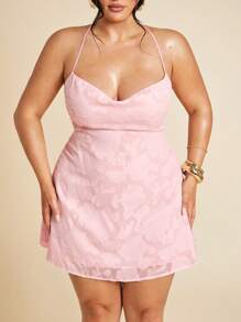 SHEIN BAE Váy dạ hội bằng vải satin cỡ lớn dành cho nữ, váy cưới, váy phù dâu, váy dự tiệc, váy hẹn hò, váy ngày lễ, váy mùa hè, trang phục dự tiệc ngày lễ thanh lịch, trang phục sinh nhật, ngày lễ tình nhân, váy suông, trang phục câu lạc bộ gợi cảm cho phụ nữ - Hồng - Xem 6