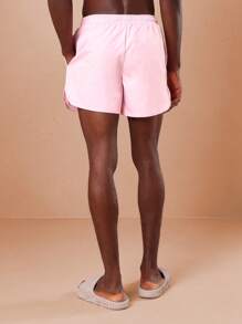 SUMWON Ultimate Beach Resort Swimming Trunks Elastic Waistband Mid Length Athletic Performance Board Shorts Summer Vacation Pool Side Adjustable Drawstring - Pink - View 3