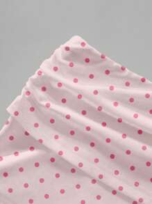 DOMINATE Y2k Women's Summer Sexy Lace Polka Dot Print Knit Camisole And Shorts 2 Pieces Set - Baby Pink - View 3