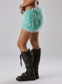 MUSERA Fluffy Fur Mini Skirt Spring, Summer, Holiday, Vacation, Ibiza, Festival, Rave, Cool Girl
