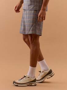 Musero Men Elasticated Waist Checkered Shorts Spring, Summer, Holiday, Vacation, - Multicolor - View 3