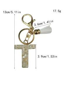 Cute Initial Letter Keyrings White Keychen,Capital Alphabet Gold Foil Resin Keychain Charm With Butterfly Tassel Pendant,Fashion Key Chain For Women Gift Purse Bag Handbag Decor,Father's Day Mother's Day Birthday Gift Thanksgiving And Christmas Day Holiday Gifts - White - View 3