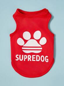 PETSIN 2pcs Red & Blue Pet Dog Casual Sports Letter Print Comfortable Fashionable Vest - Multicolor - View 4