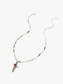 SHEIN ICON Vòng cổ choker hình thánh giá hoa hồng ngọt ngào và cay nồng sang trọng dành cho nữ - Nhiều màu - Xem 2