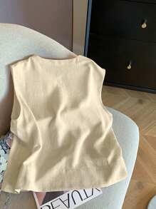 SHEIN Blusa sin mangas de unicolor, moda para el verano