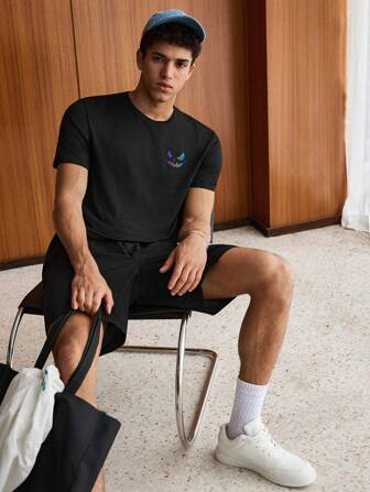 Männer Shorts & T-Shirt mit reflektierend Ausdruck Muster