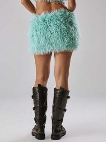 MUSERA Fluffy Fur Mini Skirt Spring, Summer, Holiday, Vacation, Ibiza, Festival, Rave, Cool Girl