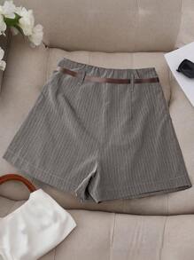 Franclia 女士直筒纹理短裤，夏季薄款休闲宽松百搭高腰短裤