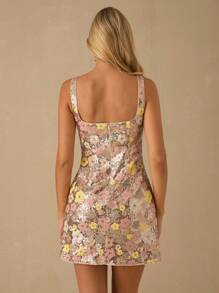 Enchnt 春夏浪漫女士亮片方领无袖可爱迷你背心裙，时尚夏季度假，甜美优雅性感度假海滩约会节日派对毕业婚礼宾客舞会礼服，女士夏季连衣裙，夏季服装，优雅派对连衣裙，女士派对连衣裙 - 彩色 - 查看 7