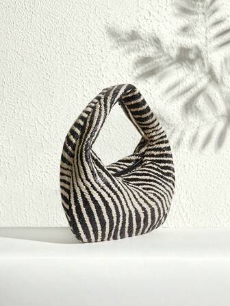 SHECARRY Dam, Dam Väskor med topphandtag, Stråväska, Stråväska, Zebramönster, Djurmönster, Modern, Elegant, Enkel, Personlig, Mångsidig, Klassisk, För pendling, Kontor, Datum, Dagligen, Shopping, Eftermiddagste, För stranden, Semester, Helgdag, Sommar, Kust