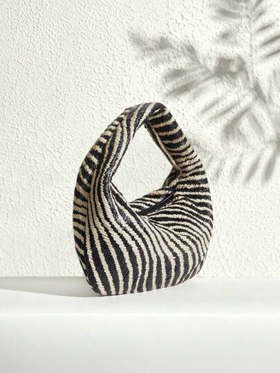 SHECARRY 女士，女式手提包，草编包，草编包，斑马纹，动物纹，时尚，优雅，简约，个性化，多功能，经典，适合通勤，办公室，约会，日常，购物，下午茶，适合海滩，度假，节日，夏季，海边