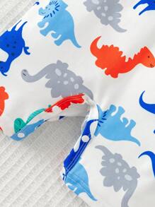 3 件套男婴卡通条纹和恐龙印花针织无袖连体衣，适合夏季日常休闲穿着 - 彩色 - 查看 7