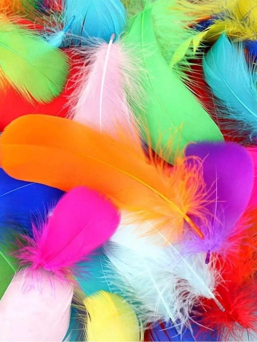 100 piezas/200 piezas Materiales de decoración de plumas teñidas de colores DIY - Multicolor - Ver 1