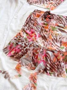 Soleia 女士节日性感花卉和动物印花 V 领系带露背上衣，适合派对、约会、婚礼、海滩、游轮、音乐节、春夏季波西米亚风度假