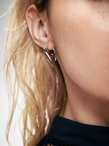 ROMWE Grunge Punk 1 par de pendientes de estilo punk mecánico y ciberpunk, diseños únicos de pendientes de aro