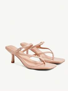 CUCCOO CHICEST Women's Fashionable Low Heel Sandals, Slip-On Mules, Elegant For Commuting - Baby Pink - View 1