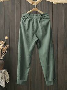 EMERY ROSE Women's Casual Solid Color Straight Leg Pants, Suitable For Spring And Summer