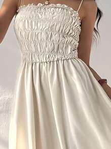 Aloruh Women's Solid Color Vacation Spaghetti Strap Sundress - Apricot - View 9