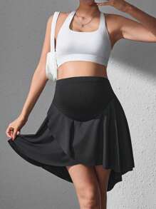 SHEIN Quần short yoga cho bà bầu cạp chun mới có thể điều chỉnh - màu đen - Xem 4