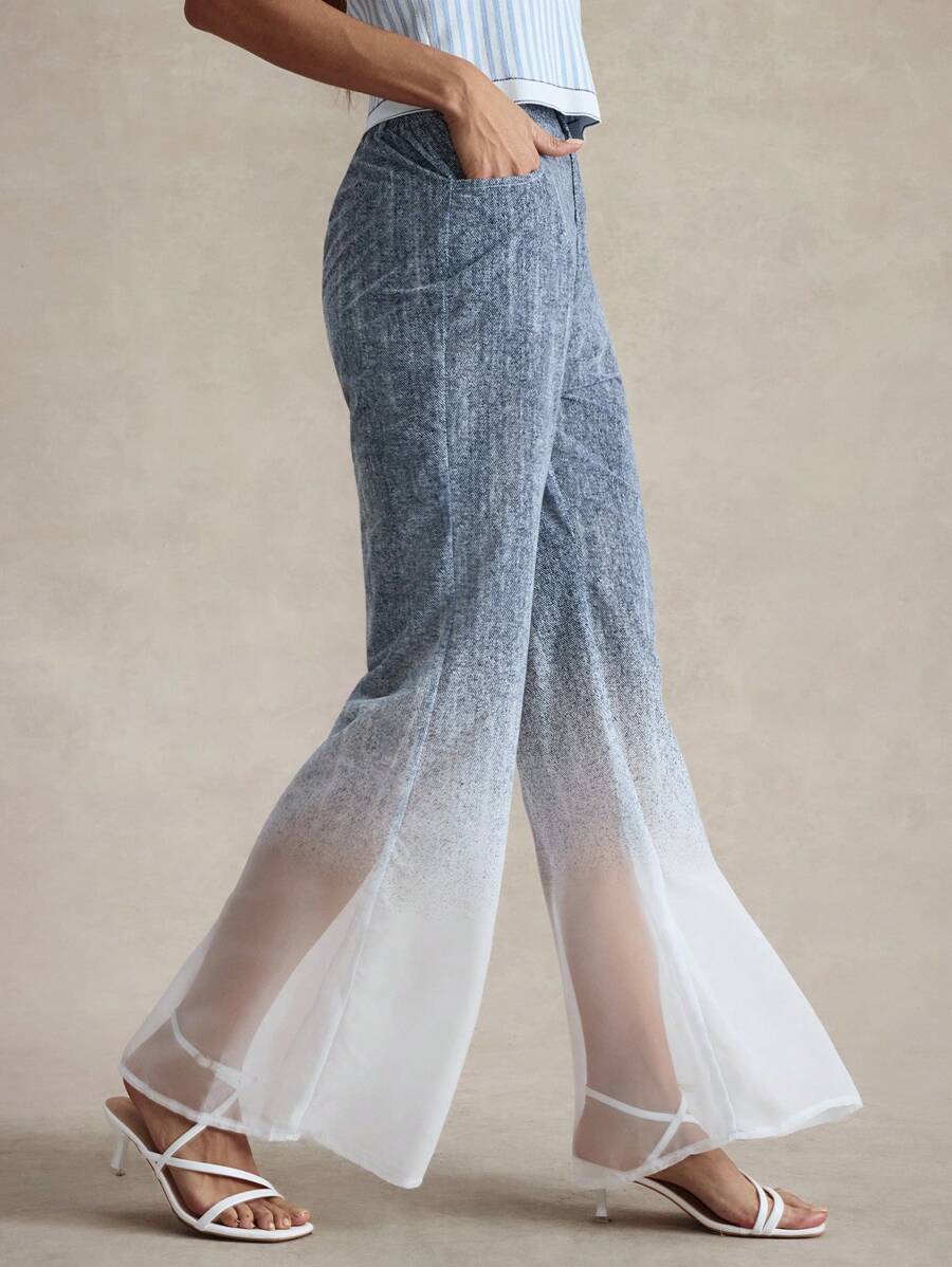 Briarwyn Women High Waist Transparent Pocket Flared Pants, For Spring & Summer Casual Wear Women S Bottoms Women Summer Clothing 4th Of July Palazzo Flare Jeans