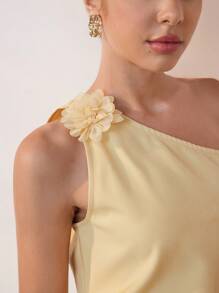 Uhlyne Blumiges Patchwork Design One-Shoulder Top & Mini Rock Set, Sommer Neuankömmling