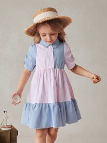 PrepCrw Girls Colorful Striped A-Line Dress Blush Pink,Summer,Matching,Princess,7th Birthday,Family Vacation,Formal,Holiday School Uniform Outfits - Multicolor - View 7