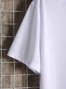 Manfinity Dauomo Camiseta de manga corta con cuello de tripulación cómoda con gráfico de impresión de arte de carreras callejeras para hombres - Blanco - Ver 3