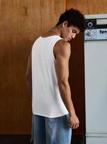 SWAVVY Men Cotton Sleeveless White Going Out Funny Cartoon Graphic Tank Top, Boyfriend Gift