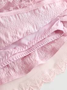 SHEIN MOD Women's Solid Color Ruffle Hem Short A-Line Skirt - Pink - View 5