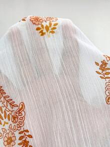 Florisole Women's Bohemian Style White Embroidered & Printed Casual Blouse For Summer Vacation