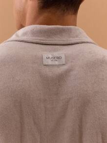Musero Camisa polo con media abertura, cuello caído y hombros caídos, de toalla para hombres, para primavera, verano y vacaciones