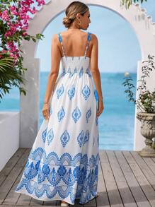 Vivid Eden Women's Summer Vacation Casual Bohemia Print  Sleeveless Maxi Dress,Summer Outfits For Women, Beach Vacation Outfits,Dresses For Women Elegant,Sundresses For Women,Birthday Dresses For Women,Tea Party Dress,Classy Outfits For Women,Resort Boho Dress For Women - Black - View 2