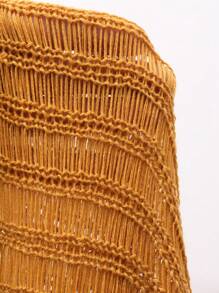 Livesso 女士夏季沙滩吊带针织荷叶边薄纱罩衫度假 - 黃色 - 查看 5