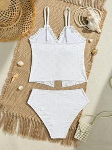 Teen Girls Adjustable Strap Tankini Swimsuit Set, Cute For Summer, Beach, Vacation - Multicolor - View 2