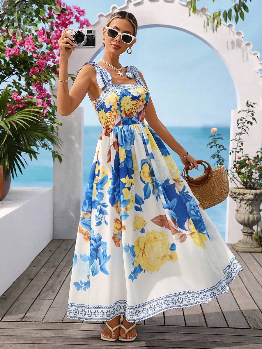 Vivid Eden 女士细肩带连衣裙，夏季时尚 - 彩色 - 查看 1