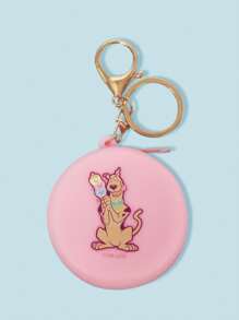 SCOOBY-DOO X SHEIN Cute Dog Print Coin Purse Keychain, Student Wallet, Backpack Key Pouch - Pink - View 4