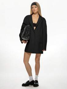 MISSGUIDED Oversized Structured Fashion Blazer Winter Blazer Fall Business Professional Smart Office Wear Statement Formal Jacket - Black - View 3