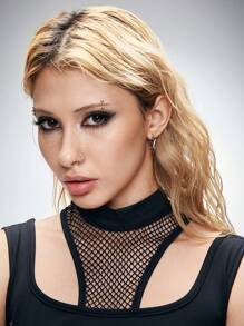 ROMWE Grunge Punk 1 par de pendientes de estilo punk mecánico y ciberpunk, diseños únicos de pendientes de aro