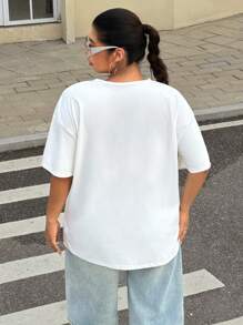 SHEIN EZwear Plus Solid Drop Shoulder Tee