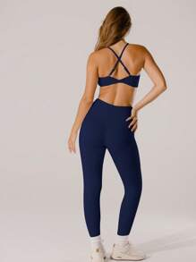 Aralina Leisurewear Active High-Rise Bottom Lift Active Leggings - Navy Blue - View 6