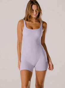 Aralina Mameluco de licra ajustada color rosa pastel para uso deportivo/casual