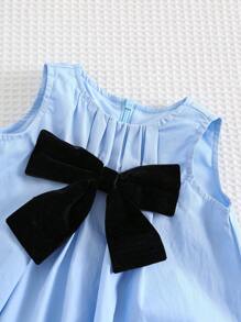 Cozy Pixies Robe décontractée et polyvalente pour bébé fille nouveau-né avec col rond et sans manches, décorée d'un nœud