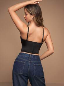 时尚亮片拼接紧身吊带上衣，配有可调节细肩带