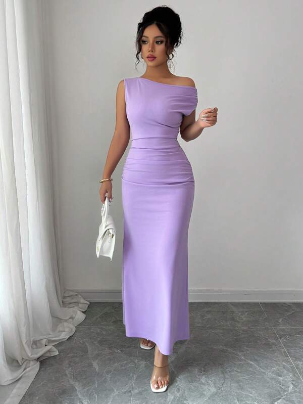 Elenzga 1pc Waisted Bodycon Elegant Romantic Women Dress
