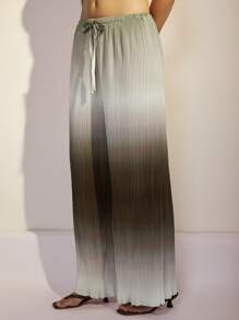 COSMINA 女士渐变色抽绳腰阔腿宽松裤 - 棕色 - 查看 1